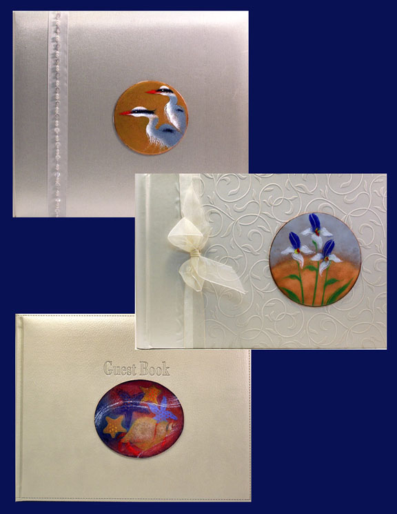 Enamelling on Steel - Guest Books - flowers - birds